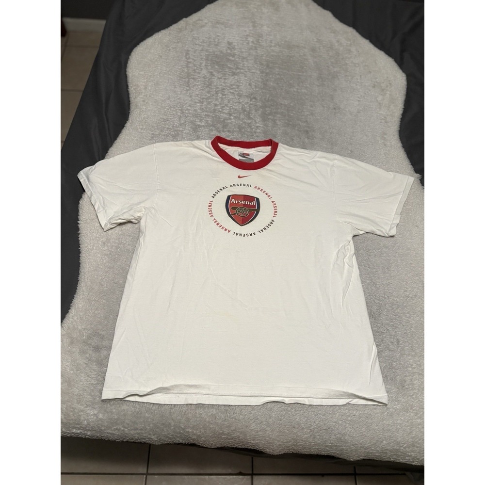 Vintage Nike Arsenal White T Shirt Center Logo Size Large Y2K